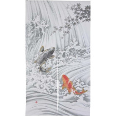 Ražots Japānā Noren aizkaru gobelēns Carp Swimming Up a Waterfall by Narumi