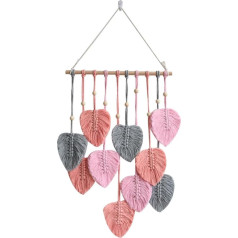 Povxlum Leaf Macramé Wall Hanging Boho Room Home Decor austs estētisks sienas gobelēns mājas istaba kāzu apdare rozā krāsā