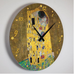 Giallobus - Line Clock Basic - Gustavs Klimts - Skūpsts - MDF koks - Basic 30 x 30 - Klusais mehānisms - Gatavs iekāršanai - Moderns