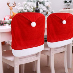 VEYLIN 4 Pack Red Hat Slipcovers ēdamistabas krēslu pārvalki Ziemassvētku krēslu atzveltnes Ziemassvētku svētku svētku rotājumiem - 50x60cm