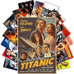 AKBOK Pack of 15 Vintage Classic Film Plakāts uzlīmes uzlīmes Decal Retro Classic Film Plakāts Home Man Cave Theatre Teens Room Wall Decoration 20 × 30 cm