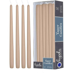 Hyoola Taper Candles - 30 cm Sahara Beige, galda sveces, nesatur pilienus - ilgs degšanas laiks 10 stundas - 12 gab. iepakojumā