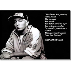 Eminem A3 Unframed American Rapper Music Star Plakāts Inspirational Citāts Foto Attēls