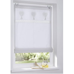 Romiešu žalūzijas Eyelet Blind White Camille Izšūtas sirds robežas tamborētas mežģīnes pušķi Lauku mājas stils Platums 60 x augstums 140 cm