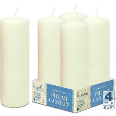 Hyoola Ivory Pillar Candles 7,5 x 22,5 cm - Nekoncentrētas sveces - 4 gabaliņi - sveces ar ilgu degšanas laiku Ražots ES