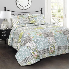 Lush Decor Roesser Patchwork Floral Reversible Country Style sega 3 gabali gultas veļas komplekts