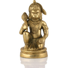 craftvatika Lord Hanuman misiņa statuja Hindu spēka dievs Bajarang Bali sēdošs skulptūra mājas biroja apdare (izmērs: 13cm)