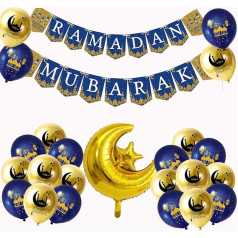 Ramadan Mubarak Eid Dekorācijas Ramadan Mubarak Banner Garland Mēness zvaigznes Baloni vai Ramadan Kareem Dekorācijas Eid Festivāls Puses piederumi