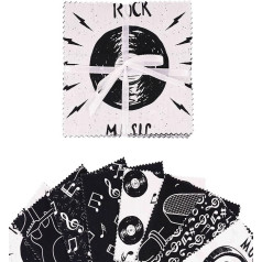 Soimoi priekšnoteikums 10 collu rokmūzikas drukas kokvilnas audumu komplekts Quilting Squares Charm Pack DIY Patchwork Sewing Craft - White & Black