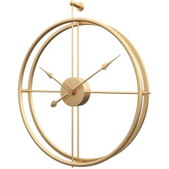 Funtabee Dizainera pulkstenis 50cm dubultā apļa moderns minimālisma pulkstenis Liels melns pulkstenis ar zelta rokturiem dzīvojamai istabai Virtuve Silent Wall Clock Modern Clock (Zelta)