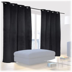 Relaxdays Set of 2 Curtains, H x W 175 x 135 cm, Opaque and Opaque, Bedroom Blackout Curtains, Black