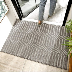 Ylevol ģeometriskais dimantu raksts Doormat 20 x 32 collu neslīdošs absorbējošs netīrumu ķērājs Mat Grey Mašīnā mazgājams netīrumu ķērājs Mat