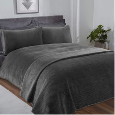 Sleepdown Pinsonic Samta ģeometriskais segas pārklājs ar spilvendrānu pārvalkiem Super Soft Cosy Grey 260 x 230 cm