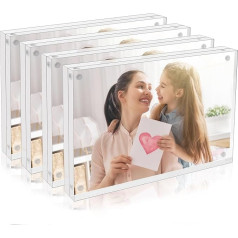 Akrila bilžu rāmji 4 Pack 6x4 20mm divpusējs Lucite rāmis ar magnētisko aizvēršanu caurspīdīgs bezrāmju dizains elegantam attēlu displejam