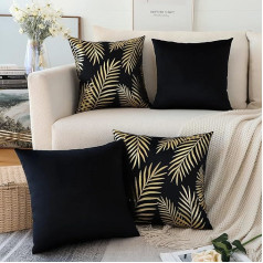 JOTOM Pack of 4 Velvet Soft Cushion Cover, Gold Leaves, Modern Decorative Cushion Covers, Bronzing Cushion Covers, Square Throw Cushion Cover for Bedroom, Sofa, Car, Home, Couch Decor, 45 x 45 cm