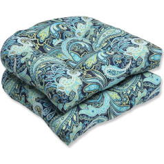 Pillow Perfect Paisley Paisley Navy Tufted sēdekļa spilvens (apaļa atzveltne), poliesteris, zils, x 19 collas, 2