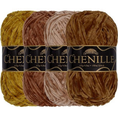 JubileeYarn Dzija šenila - Worsted - gabaliņos pa 100g - 4 bumbiņas - Brūna