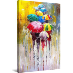 Startonight Pictures Coloured Umbrellas Happy Canvas Pictures Modern Art Abstract Wall Decoration Art Prints Wall Pictures 60 x 90 cm Day Night Picture