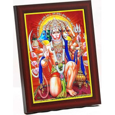 zig zag Lord Panchmukhi Hanuman Ji Sienas galda foto rāmis mazs (6