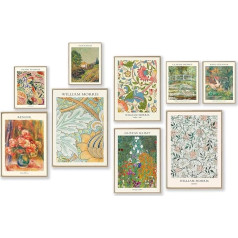 Vintage eklektisma sienu mākslas apdruku komplekts 9, abstraktā eklektisma sienu dekori Matisse William Morris Van Gogh Monet Maximalist slavens mākslinieks Glezniecība Pictures, moderns maksimālisms plakāts par