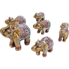 Mazas ziloņu statujas no sveķu sveķu 7 gabali Lucky Elephant Statues Feng Shui Small Elephant Figurines Collection Animal Figurine for Shelf Living Room Office Desk Bookshelf Decoration