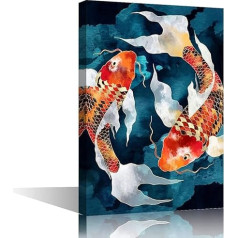 Modern Wall Art Krāsains Goldfish Koi karpu zivis drukāt audekls mākslas darbs guļamistaba dzīvojamā istaba biroja apdare Stieptas un ierāmētas gatavs pakārt 40x60cm