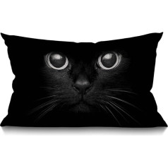 BGBDEIA Cat Cushion Cover Cute Black Cat Face with Black Eye kokvilnas lina spilvena pārvalks dīvānam Dekoratīvs mājas dekoratīvs iegarens 30x50cm