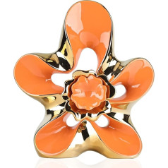 Ceramic Figurines and Sculptures Orange Gold Decorative Figurines Gifts for Mom Modern Art Home Decoration for Living Room Bedroom Coffee Table Shelf Hallway Decor and Accessories