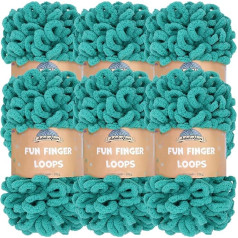 JubileeYarn Fun Jumbo Polyester Finger Loop dzija - Akvamarīns - 6 šķeterējumi - 100 g bumbiņā