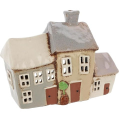 Shudehill Giftware Village Pottery 3 Garden Shed Tealight Holder, pelēks