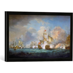 Thomas Whitcombe The Battle of Trafalgar on 21st October 1805 Framed Print in High Quality Handmade Picture Frame 60 x 40 cm Matt Black