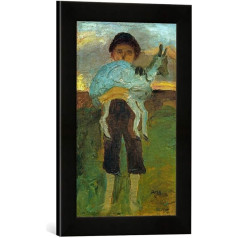 Paula Modersohn-Becker Boy with Goat (Paula Modersohn-Becker), ierāmēta fotogrāfija, 30 x 40 cm, matēts melns, augstas kvalitātes, ar rokām veidots rāmis