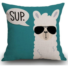 Smooffly Funny Llama spilvena pārvalks Sup Llama Dekoratīvs vīriešiem/sievietēm Dzīvojamā istaba Guļamistaba Dīvāns Krēsls 45x45cm