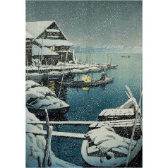 PAINTING SNOW LAKE Muka Ijima Kawase Hasui Japāna ierāmēta Print F12X3158