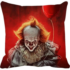 Pludmales pieturas šausmu filma Pennywise Scary Clown Scatter Cushion Cover | Unikāla mājas dekorēšana Inspo Gift Idea | 45 x 45 cm | Pennywise Red