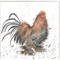 Wrendale Designs Cockerel White Square Canvas Wall Art Picture Print 20cm