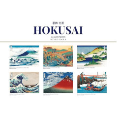 Fresh Publishing Katsushika Hokusai mākslas izdrukas, 6 gabali (bez rāmja), izmērs 420 mm x 297 (A3), biezs un izturīgs, videi draudzīgs (FSC) papīrs.