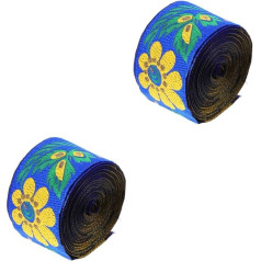 SHINEOFI Pack of 2 Etniskās mežģīnes lentes, ziedu izšūtas robežas, dāvanu lentes dāvanām, žakarda lentes, krūšturis āķi un aizdares, Ziemassvētku lentes, poliestera dzijas piederumi, izšūti