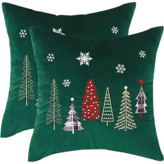 Tosleo 2 Ziemassvētku dekoratīvo spilvenu pārvalki 60 x 60 cm Merry Xmas Daudz Ziemassvētku eglīšu Ziemas rotājumi dīvānam, gultai, krēslam, viesistabai, mājai