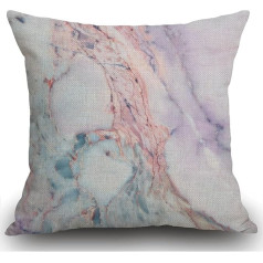 Smooffly Pink Pink Purple Marble Cushion Cover for Outdoor Furniture Dekoratīvie lina kvadrātveida abpusējas drukāšanas spilvenu pārvalks mājas birojam dīvāns dīvāns auto dārzs 45x45cm