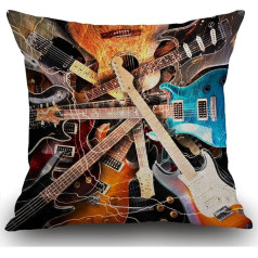 Smooffly spilvena pārvalks 45 x 45 cm, Magic Electric Guitar Music Cushion Cover Kokvilnas un lina spilvena pārvalks spilvena pārvalki dīvāna āra dārza gultas dīvāna spilvenam 18 x 18 collu