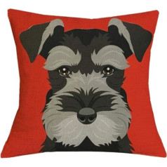 Pludmales pietura TBS Cute Animal Dog Puppy Cushion Cover Colorful Schnauzer Gift Red 45x45cm