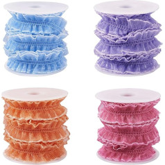 Crafans Elastīga organza mežģīņu lenta 20 metri 4 krāsas dubultā ruced organza robeža DIY apģērbu šūšanai rotājumi pusei mājas apdare