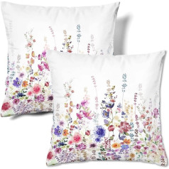 HMS Happy Memories Velvet Cushion Covers Square Decorative Throw Pillow Cover 18x18 Inch Set of 2 for Couch Sofa Bed Living Room Bedroom (Flowers, Pink Garden)