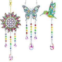 ALINUOYQ 3/6PCS Diamond Painting Art Pendant Butterfly Sunflower Suncatcher Diamond Drawing Hanging Decoration Tree Moon Love Double Sided Crystal Painting Ornaments Datura Sc