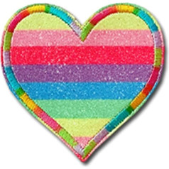 Izšūšanas ielāpi 10 gabali Glitter Rainbow Heart Iron On Applique Fish Scale Pattern Embroidery Badge Clothes Embellishments for Clothes DIY Crafts