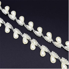 1 Yard Leaf Rhinestone Pearl Crystal ķēdes piešūta uz kleitu apdares sudraba apdares joslas kods ķēdes izmanto kāzu apavu somu aksesuāri