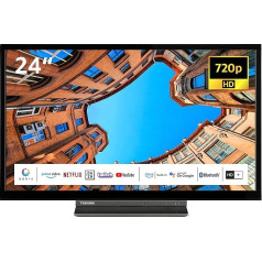 Toshiba 24WK3C63DAW 24 collu TV/Smart TV (HD Ready, HDR, iebūvēta Alexa, trīs uztvērēji, Bluetooth) - iekļauts 6 mēnešu HD+ [2023], melns