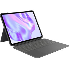 Logitech Combo Touch iPad Pro 13 collu (M4) (2024) tastatūras futrālis - noņemama aizmugures izgaismota tastatūra un turētājs, ērts rakstīšana, daudzfunkcionāls režīms, vācu QWERTZ - Graphite