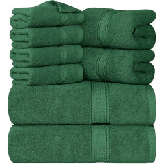 Utopia Towels 8 gab. augstas kvalitātes dvieļu komplekts, 2 vannas dvieļi, 2 roku dvieļi un 4 sejas drāniņas 600 gsm, 100% kokvilna, vērpta ar gredzenu, sporta zāle, viesnīca un spa (Hunter Green)